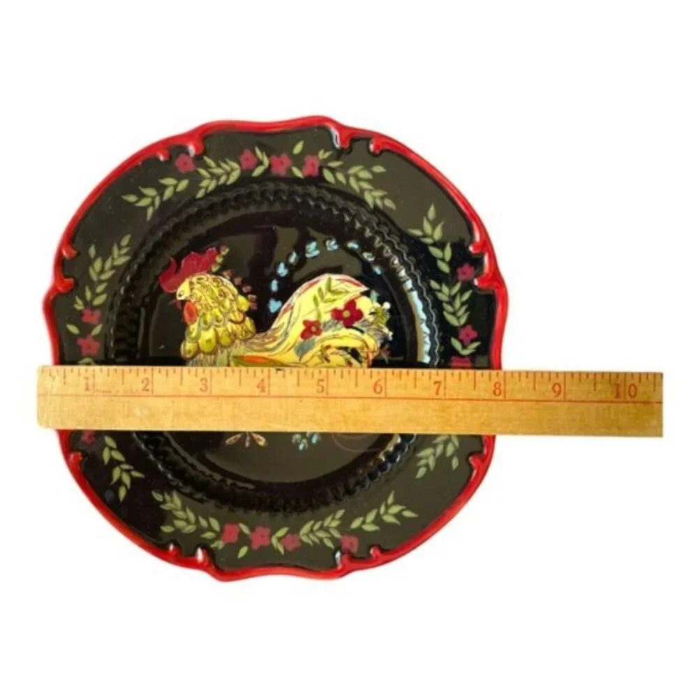 April Cornell Ceramic French Country Rooster Set of 2 Bowl & Plate's